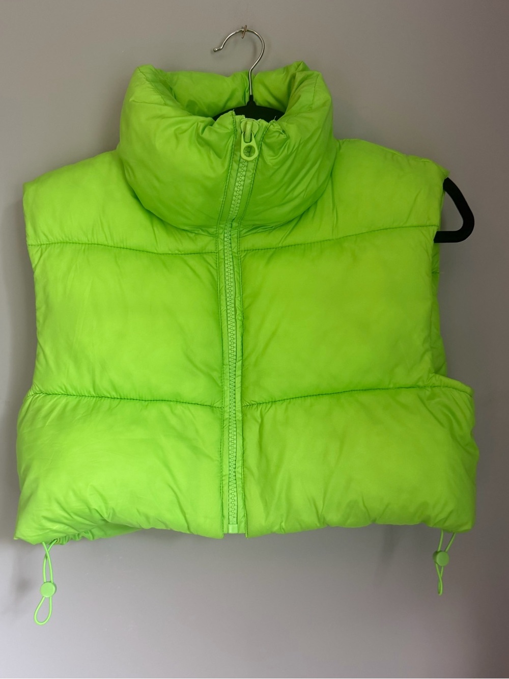 Zara Lime Green Women's Cropped puffer vest  - S/M